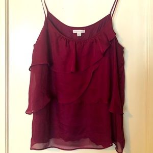 Burgundy dressy tank, spaghetti strap, lined